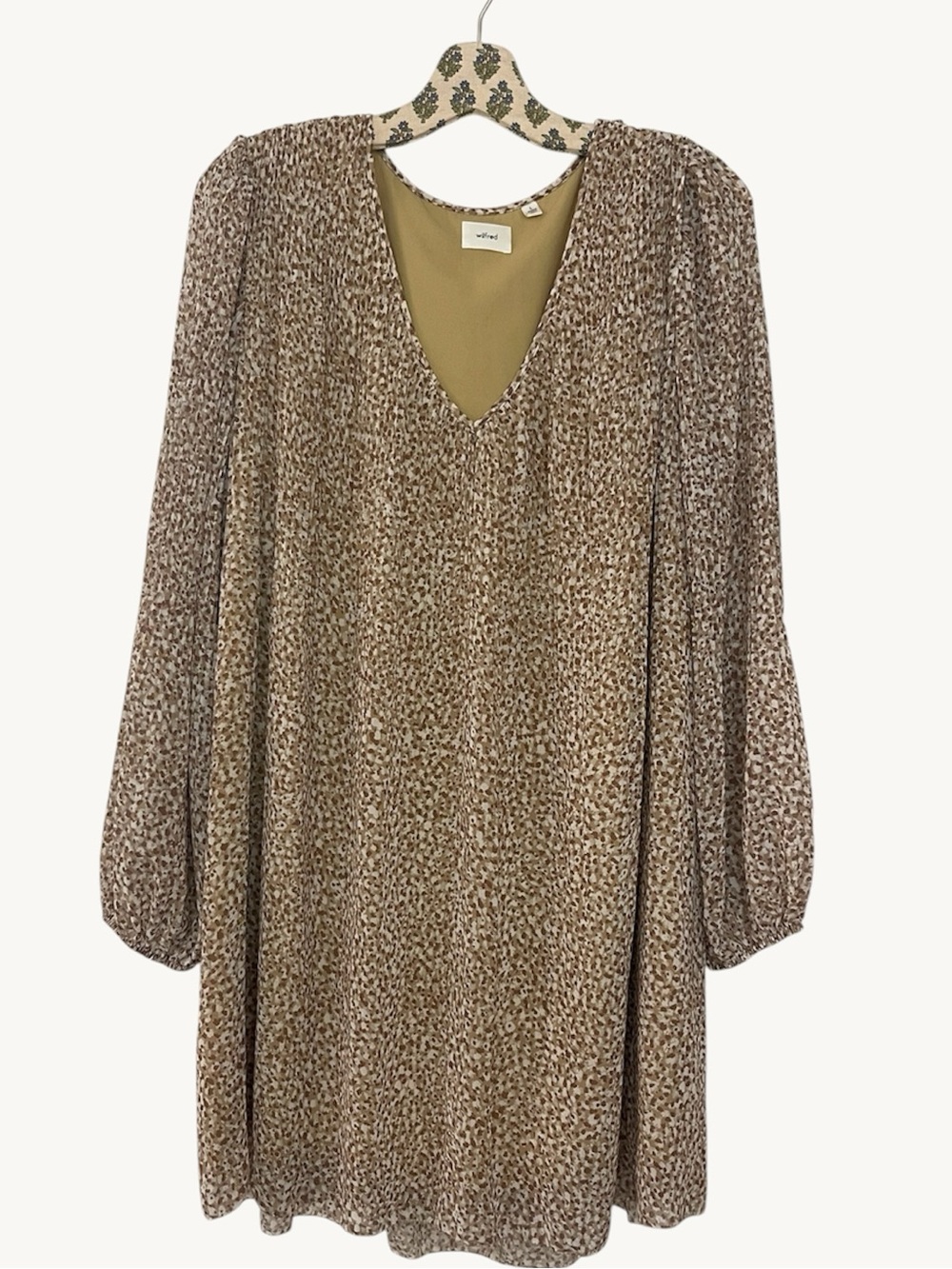 Aritzia Wilfred Flowy Fête Chiffon Mini Dress Balloon Sleeves V-neck Large